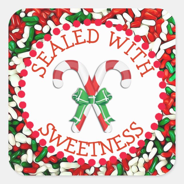 Sealed with Sweetness Candy Cane Holidays Stickers (Front)