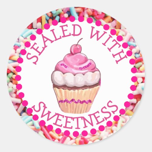 Sealed with Sweetness Pink Cupcake Stickers