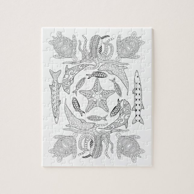 Sealife Adult Coloring Puzzle (Vertical)