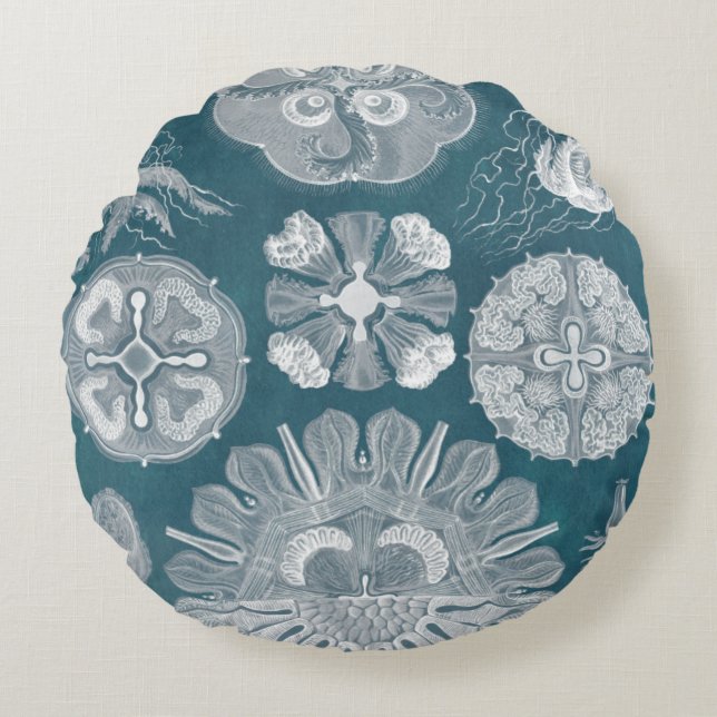 Sealife Blueprint IV Round Pillow (Front)