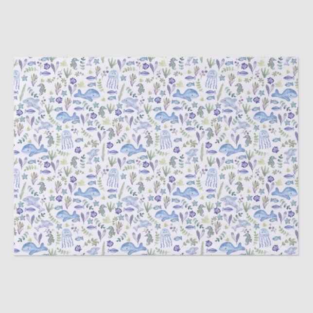 Sealife Modern Watercolor  Tissue Paper (Front)