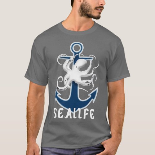 Sealife Octopus on anchor T_Shirt