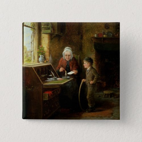 Sealing a Letter 1890 oil on panel Button