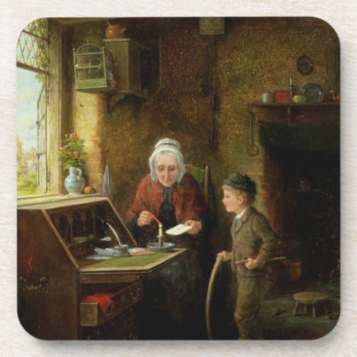 Sealing a Letter 1890 oil on panel Coaster