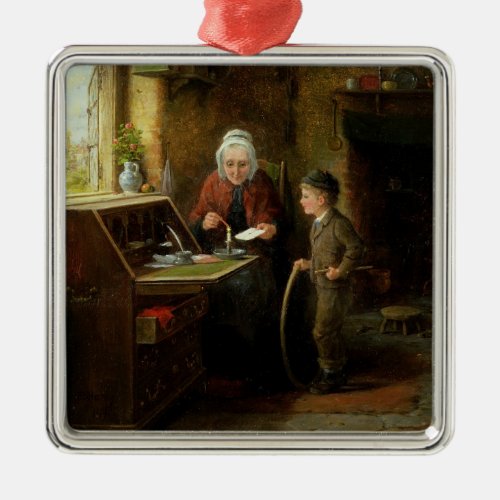 Sealing a Letter 1890 oil on panel Metal Ornament
