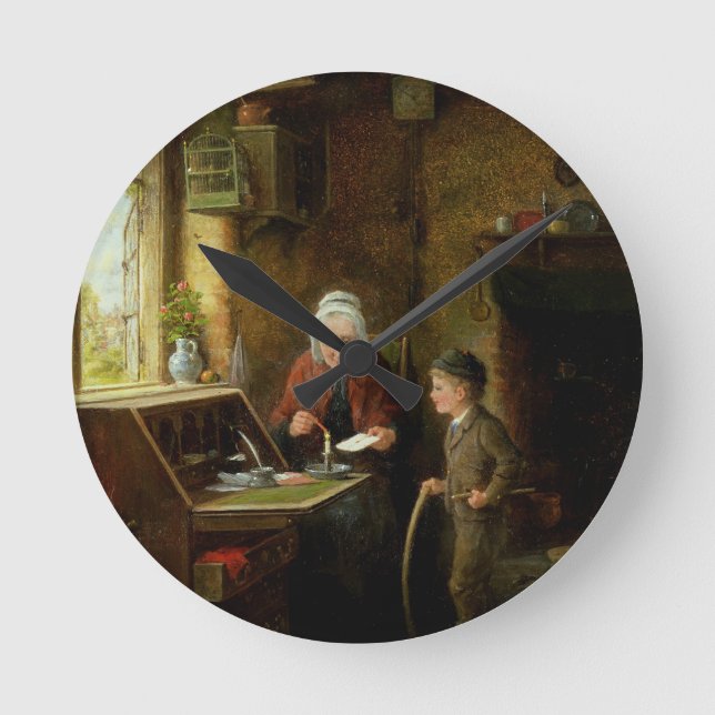 Sealing a Letter, 1890 (oil on panel) Round Clock (Front)