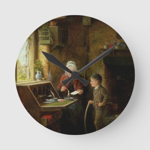 Sealing a Letter 1890 oil on panel Round Clock