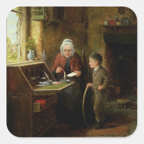 Sealing a Letter 1890 oil on panel Square Sticker