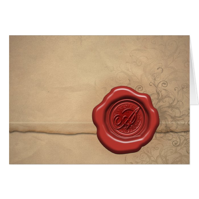 Sealing wax monogram cardLetter A