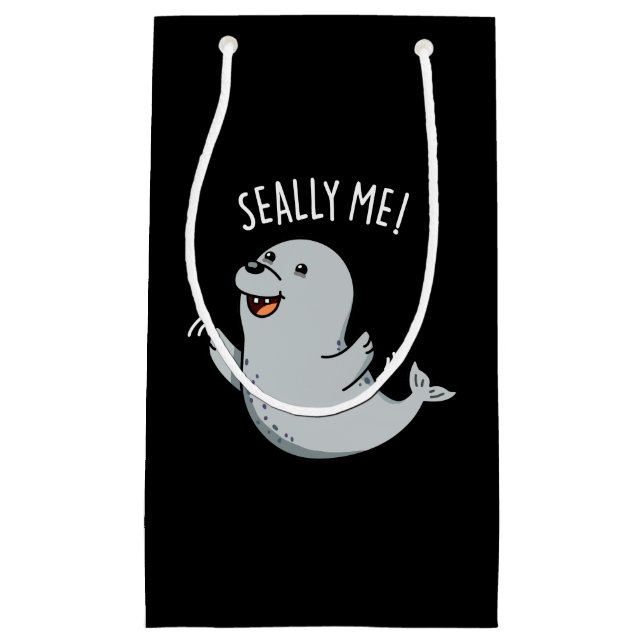 Seally Me Funny Seal Pun Dark BG Small Gift Bag (Front)