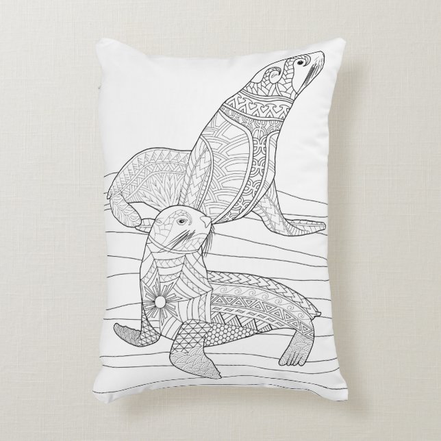Seals Adult Coloring Pillow (Front(Vertical))
