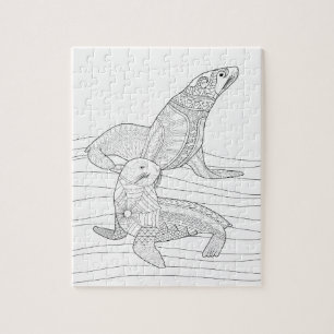 Seals Adult Coloring Puzzle