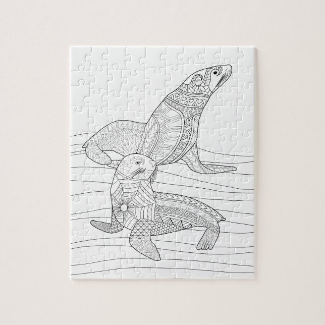 Seals Adult Coloring Puzzle (Vertical)