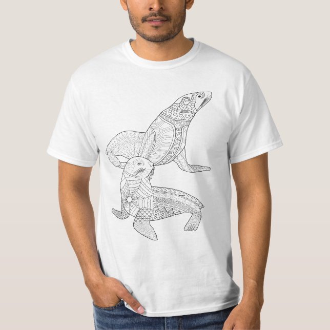 Seals Adult Coloring Shirt (Front)