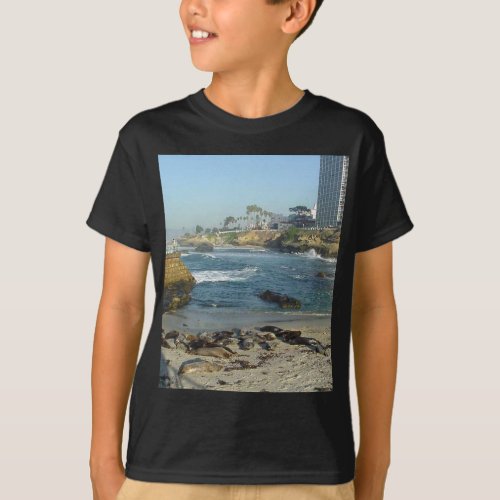 Seals On Sand In La Jolla Cove T_Shirt