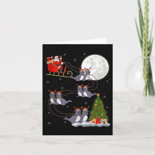 Seals Santa Sleigh Flying Funny Magical Christmas Card