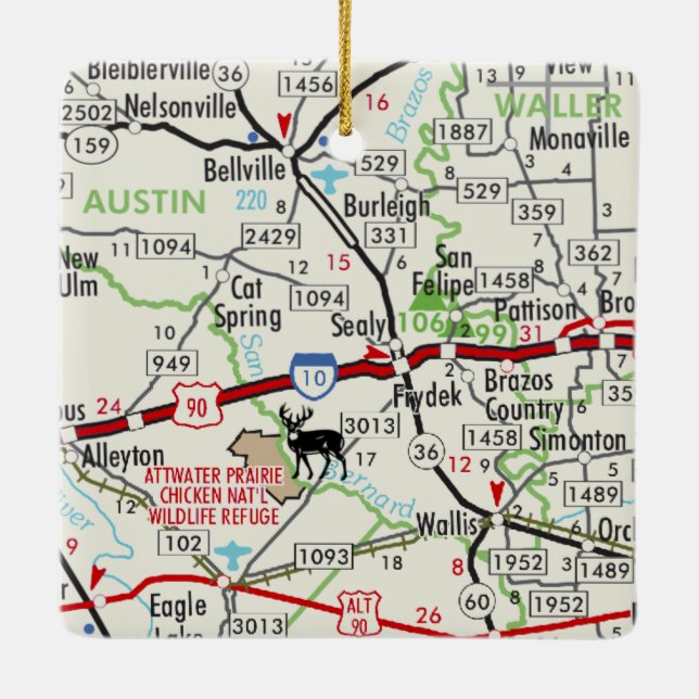 Sealy TX Road Map Ceramic Ornament (Back)