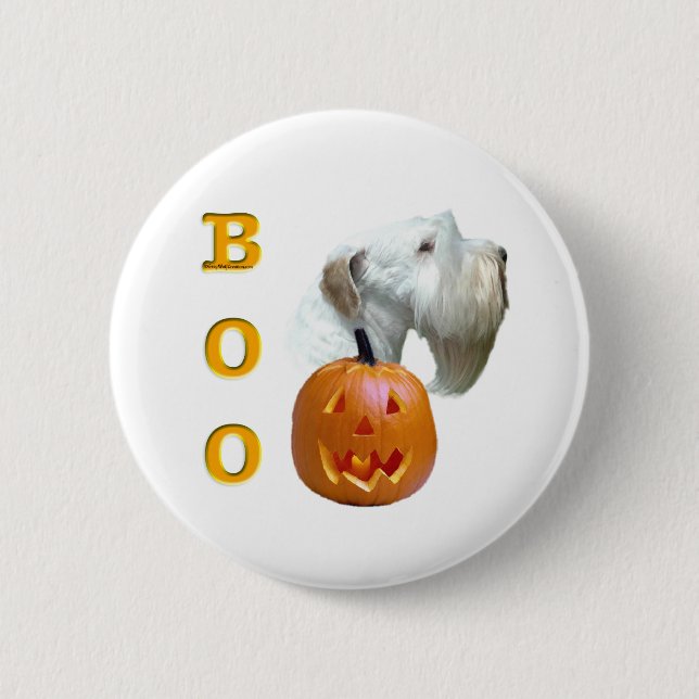 Sealyham Terrier Boo Pinback Button (Front)