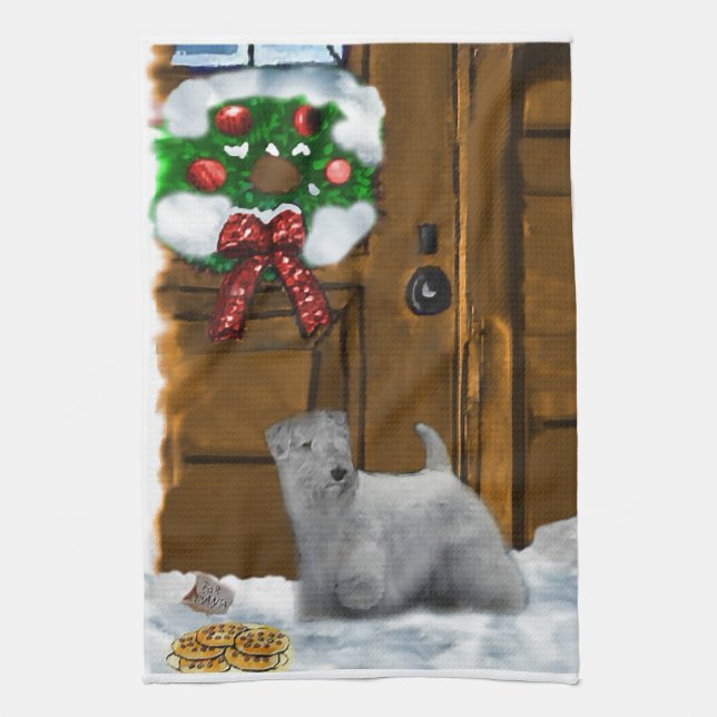 Sealyham Terrier Christmas Kitchen Towel (Vertical)