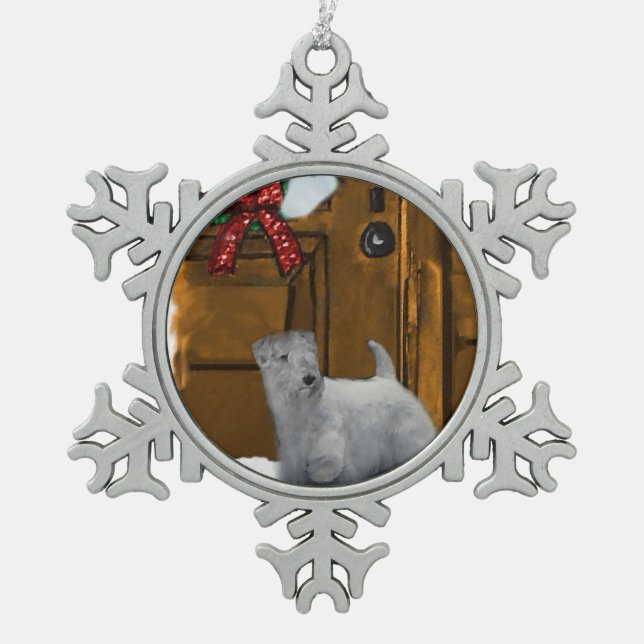 Sealyham Terrier Christmas Snowflake Pewter Christmas Ornament (Front)