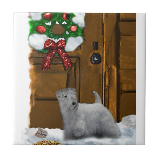 Sealyham Terrier Christmas Tile (Front)