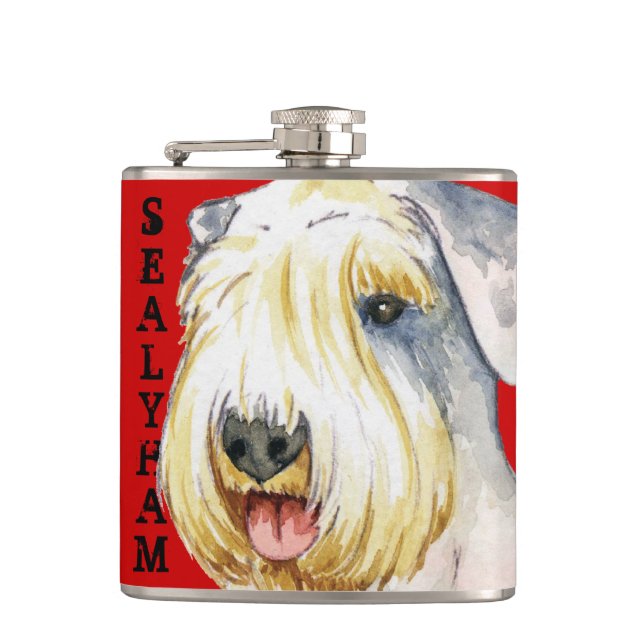 Sealyham Terrier Color Block Hip Flask (Front)