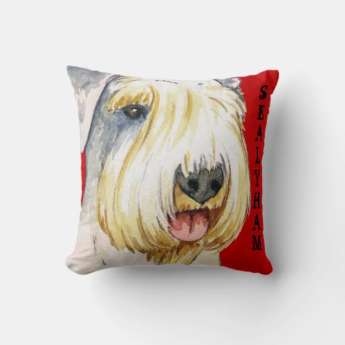 Sealyham Terrier Color Block Throw Pillow