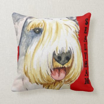 Sealyham Terrier Color Block Throw Pillow by DogsInk at Zazzle