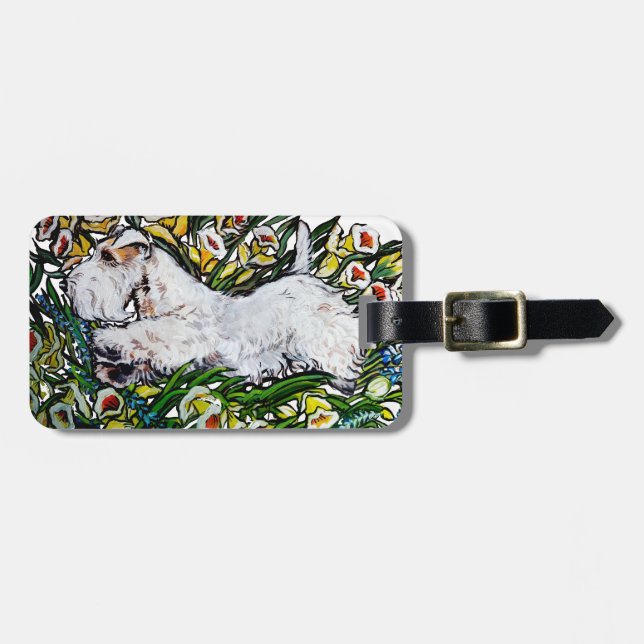 Sealyham Terrier Daffodils Luggage Tag (Front Horizontal)