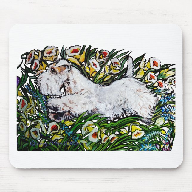 Sealyham Terrier Daffodils Mouse Pad (Front)