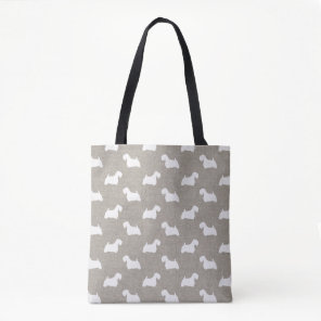Sealyham Terrier Dog Breed Silhouettes Pattern Tote Bag