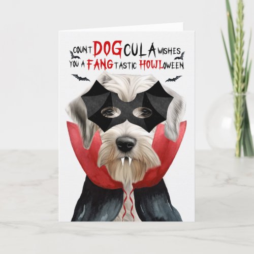 Sealyham Terrier Dog Funny Count DOGcula Halloween Holiday Card