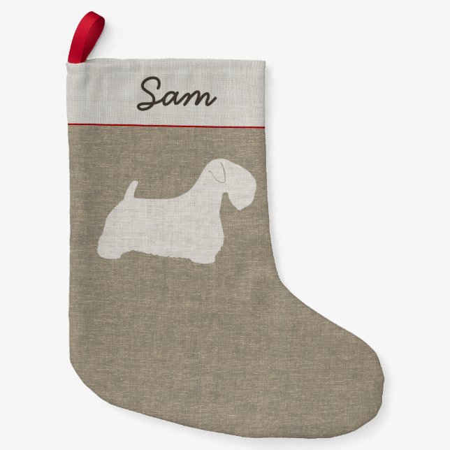 Sealyham Terrier Dog Silhouette Personalized Xmas Small Christmas Stocking (Front)