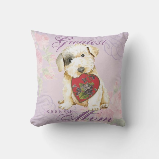 Sealyham Terrier Heart Mom Throw Pillow (Front)