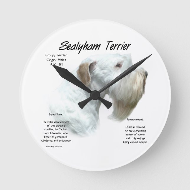 Sealyham Terrier History Round Clock (Front)
