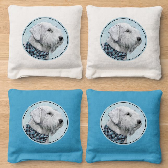 Sealyham Terrier Painting - Cute Original Dog Art Cornhole Bags (Wood)