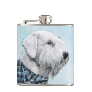 Sealyham Terrier Painting - Cute Original Dog Art Flask