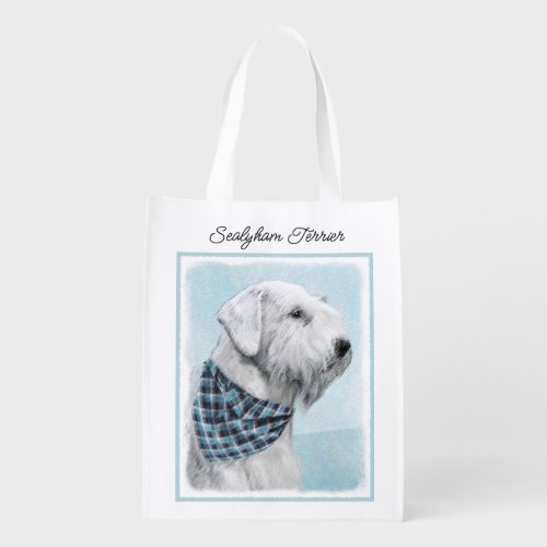 Sealyham Terrier Painting _ Cute Original Dog Art  Grocery Bag