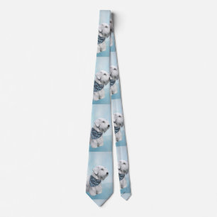 Sealyham Terrier Painting - Cute Original Dog Art Neck Tie