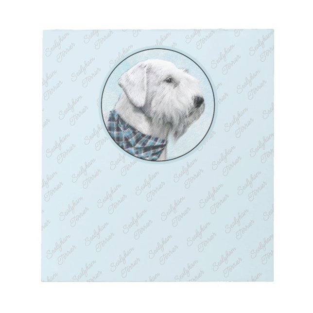 Sealyham Terrier Painting - Cute Original Dog Art Notepad (Front)