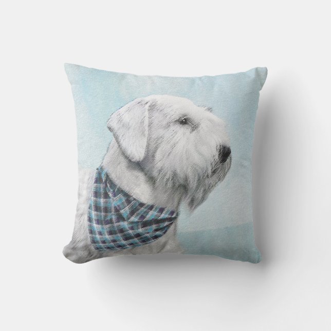 Sealyham Terrier Painting - Cute Original Dog Art Outdoor Pillow (Front)