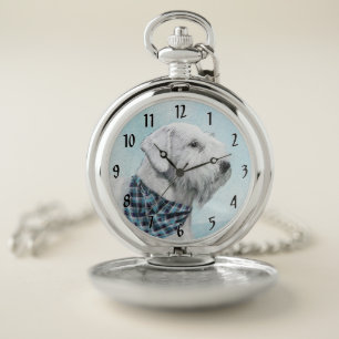 Sealyham Terrier Painting - Cute Original Dog Art Pocket Watch