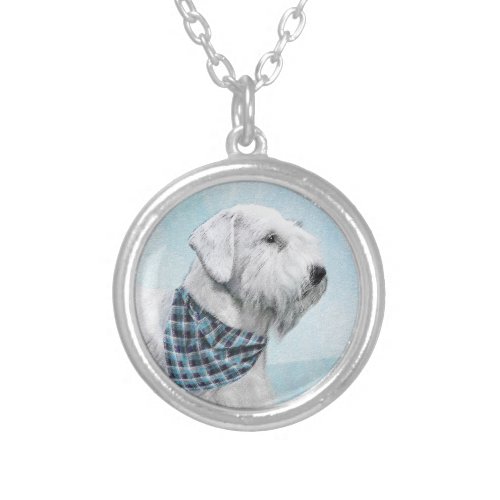 Sealyham Terrier Painting _ Cute Original Dog Art Silver Plated Necklace