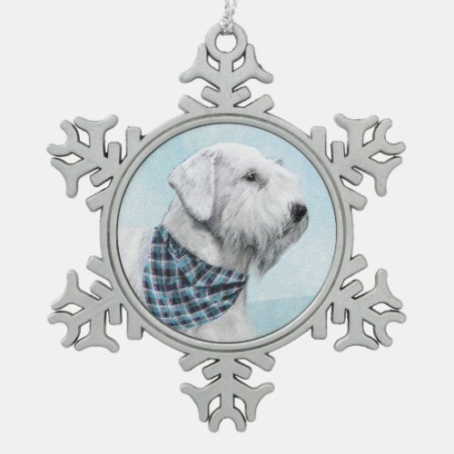 Sealyham Terrier Painting _ Cute Original Dog Art Snowflake Pewter Christmas Ornament