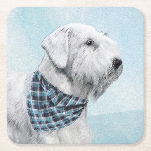 Sealyham Terrier Painting _ Cute Original Dog Art Square Paper Coaster