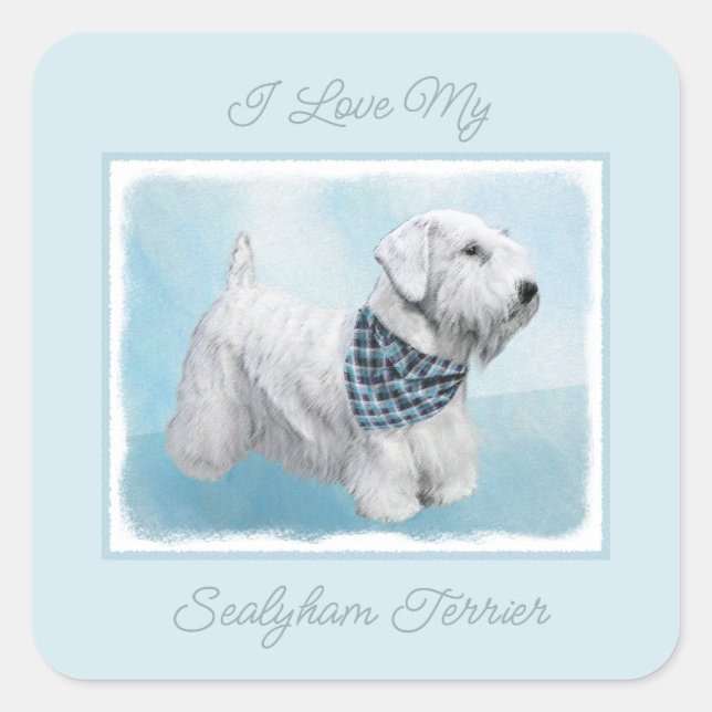 Sealyham Terrier Painting - Cute Original Dog Art  Square Sticker (Front)