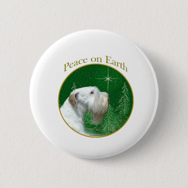 Sealyham Terrier Peace on Earth Button (Front)