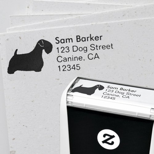 Sealyham Terrier Silhouette Return Address Self_inking Stamp
