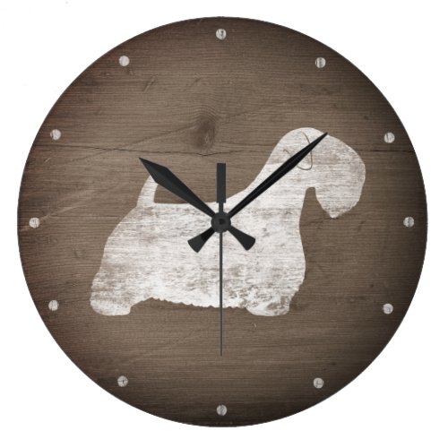 Sealyham Terrier Silhouette Rustic Large Clock Sealyham Terrier Silhouette Rustic Large Clock