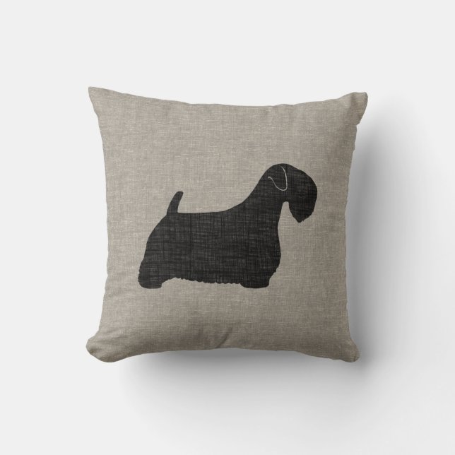Sealyham Terrier Silhouette Throw Pillow (Front)